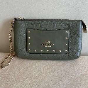 Coach Signature Embossed Leather Wristlet